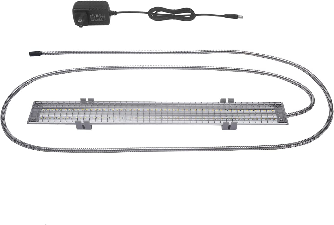 LED light bar with power adapter on a white background