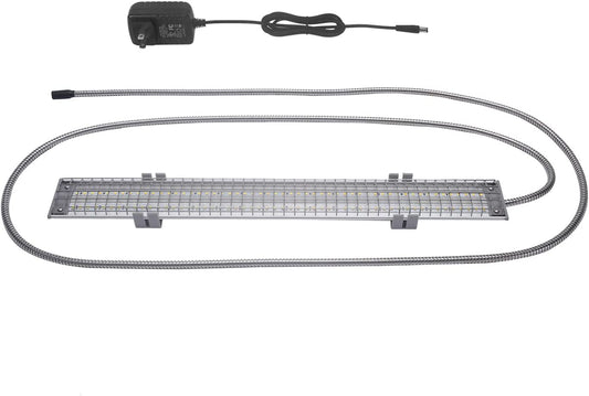 LED light bar with power adapter on a white background