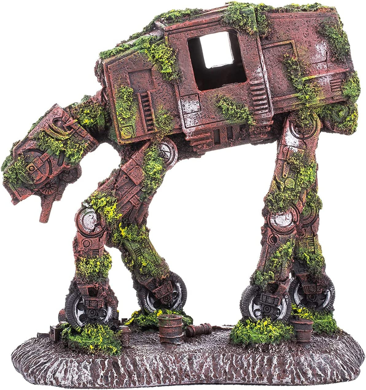Moss-covered AT-AT Walker model on a white background