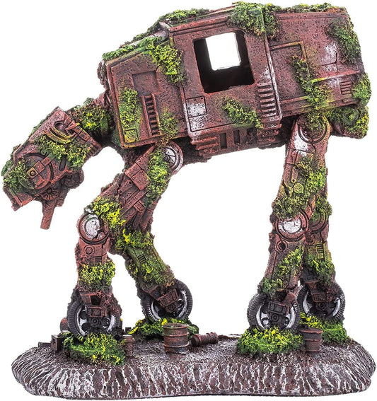 Moss-covered AT-AT Walker model on a white background