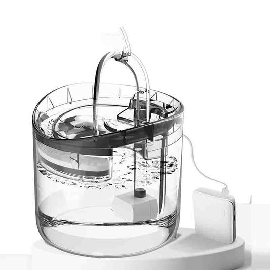 Clear glass container with mechanical components on a white background