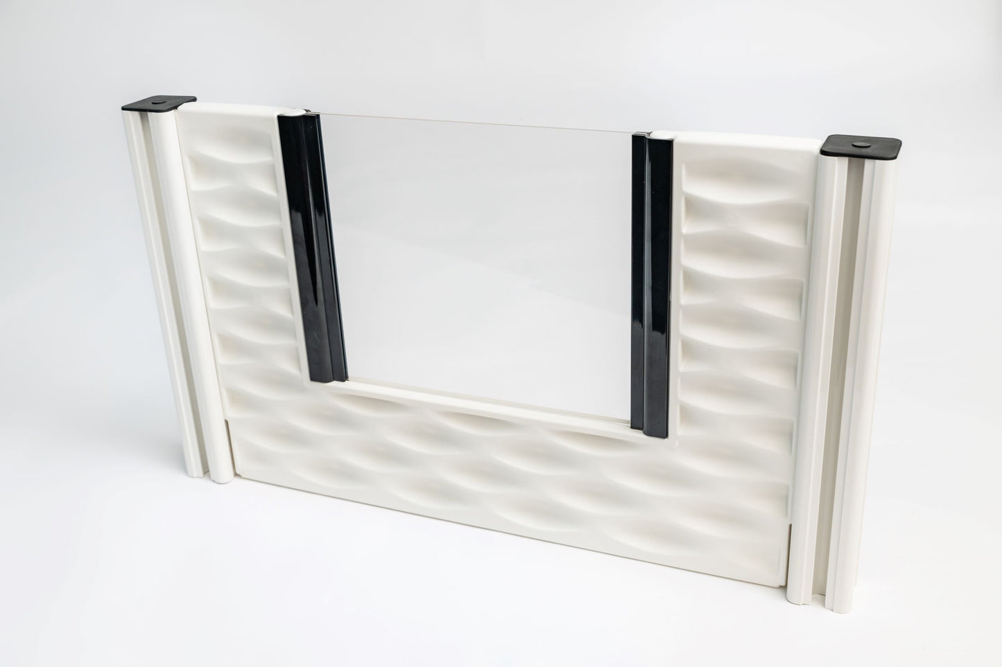 Rectangular metal frame with black straps on a white background