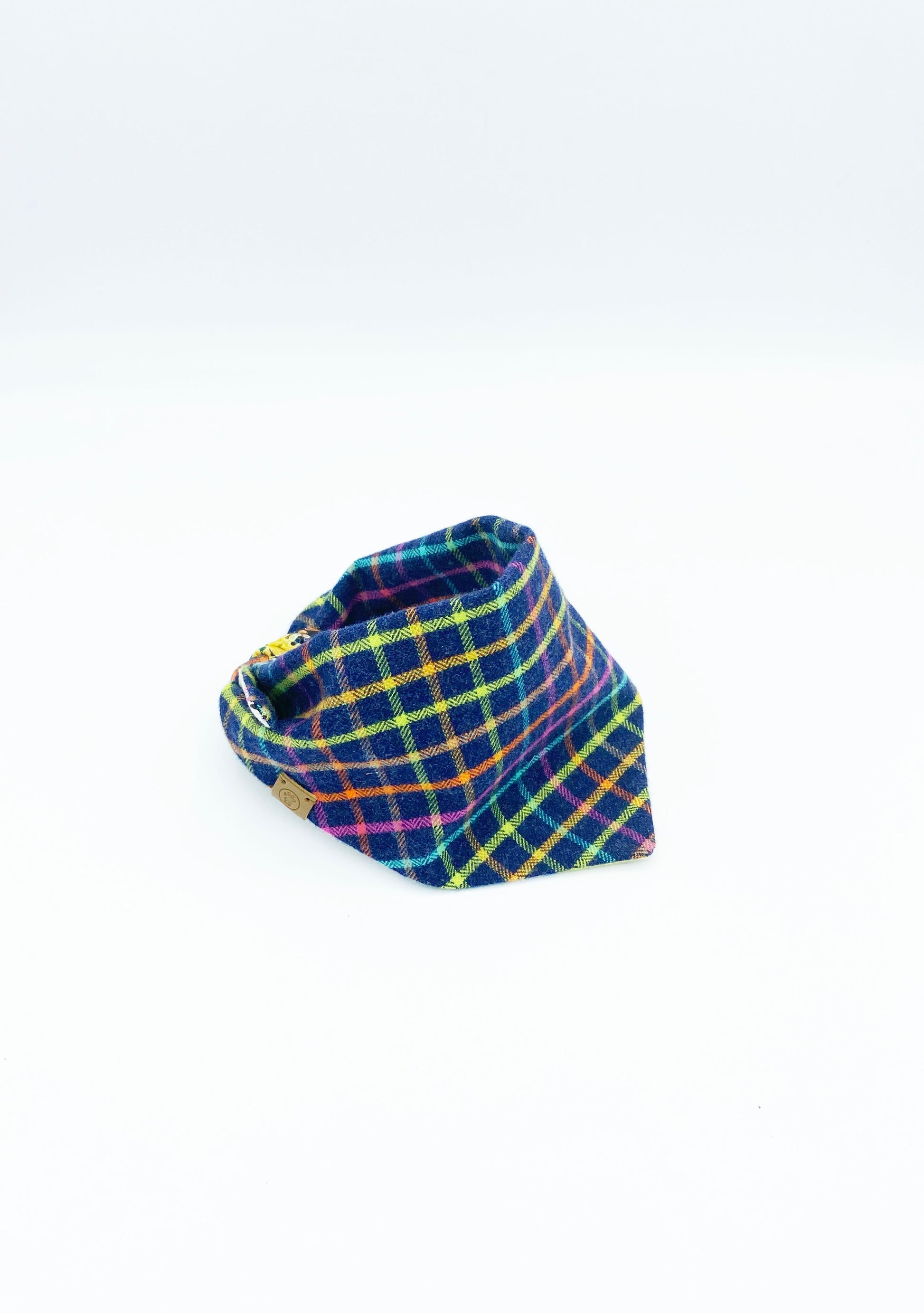 Plaid dog bandana on a white background