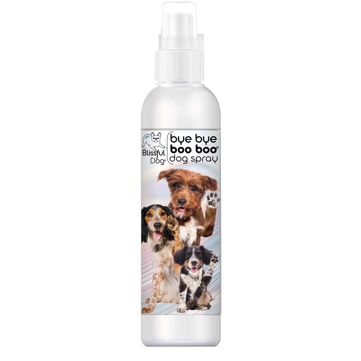 Dog spray bottle with images of dogs on a white background