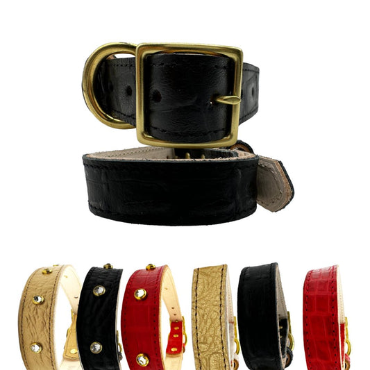 Croc Leather Dog Collar - Image 1