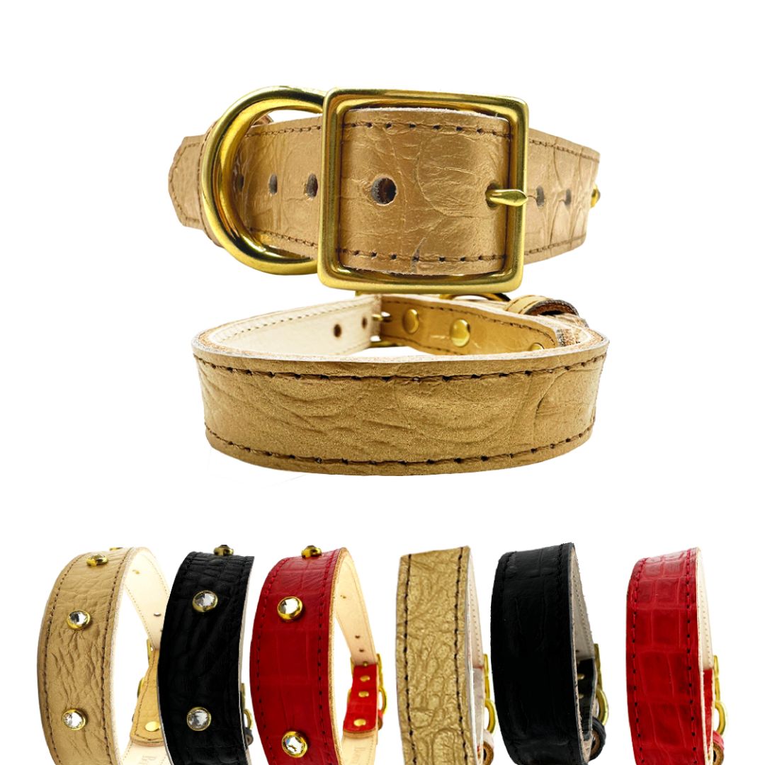 Croc Leather Dog Collar - Image 2