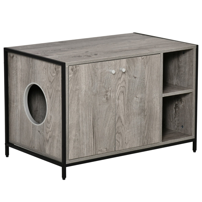 Wooden pet furniture with a round entrance on a white background