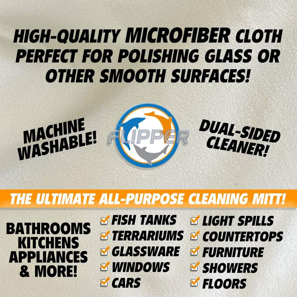 Promotional text and logo for a high-quality microfiber cloth on a textured background