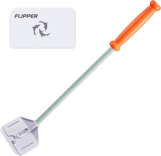 Flipper tool with orange handle and white head on a white background