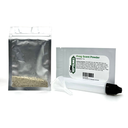 Frog Scent Powder packaging with a black applicator on a white background