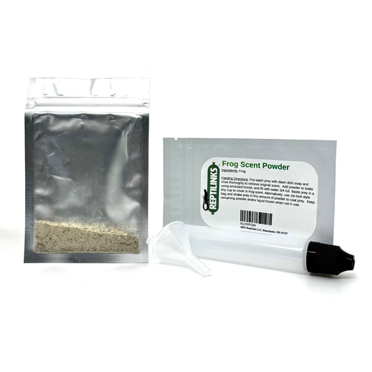 Frog Scent Powder packaging with a black applicator on a white background