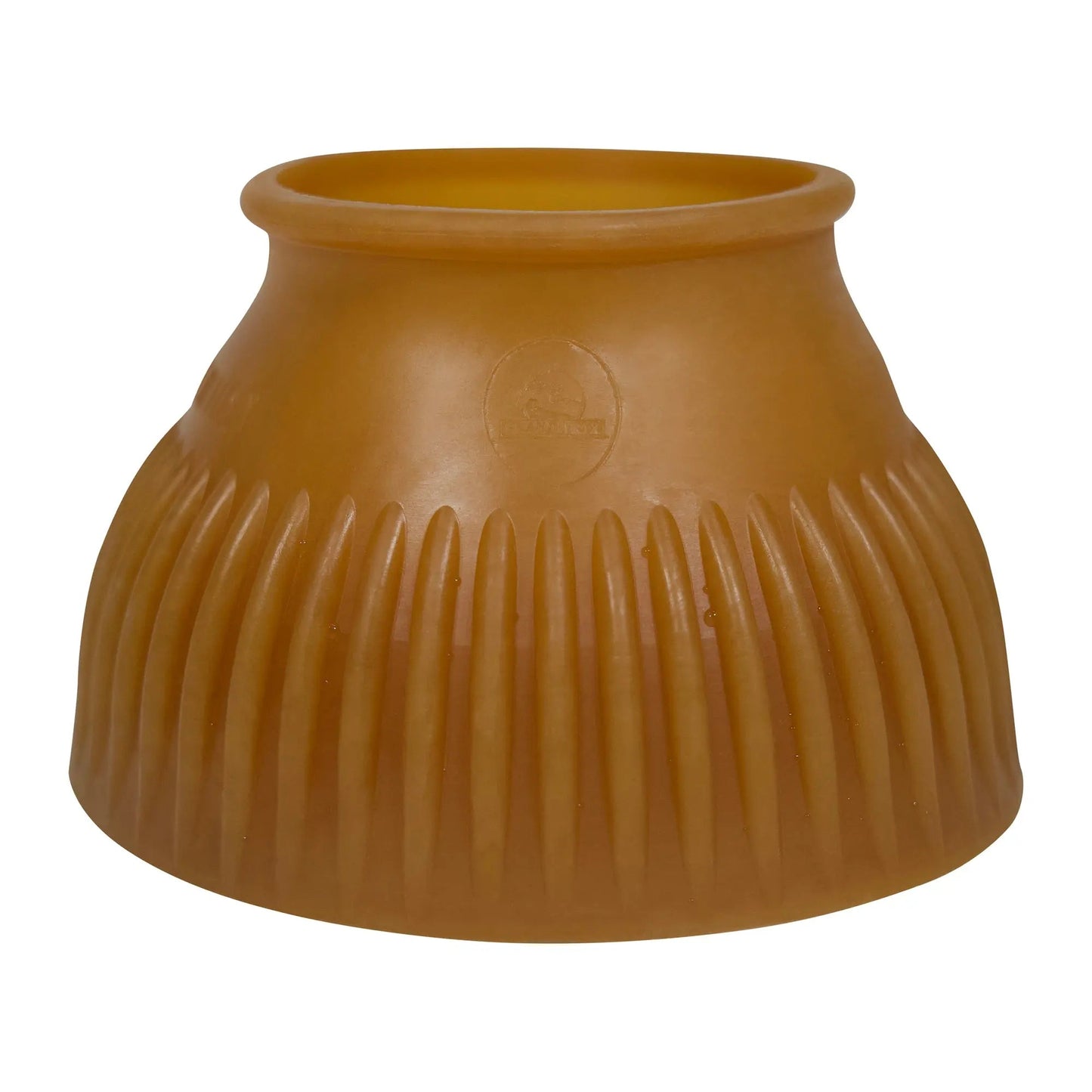 Brown ribbed container on a white background