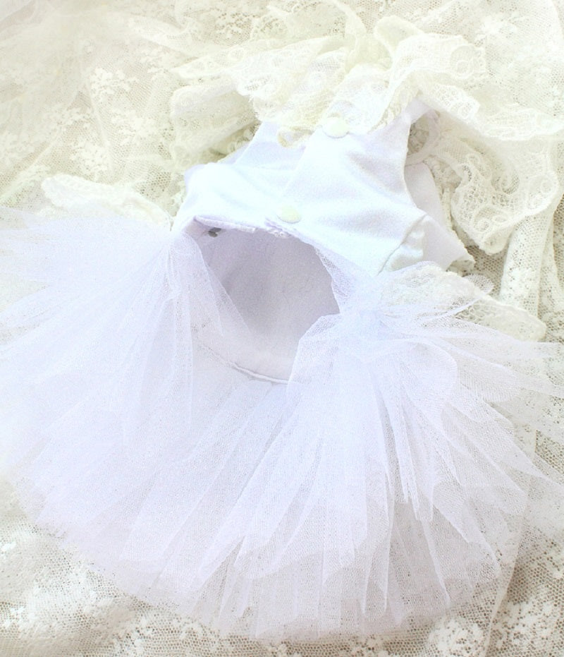 White tutu dress on a textured white background