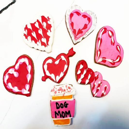 Dog Mom Valentine Heart Organic Dog Cookies – Peanut Butter & Strawberry Peanut Butter