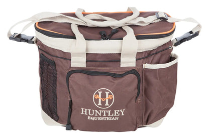 Brown equestrian bag with 'Huntley Equestrian' logo on a white background