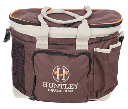 Brown equestrian bag with 'Huntley Equestrian' logo on a white background