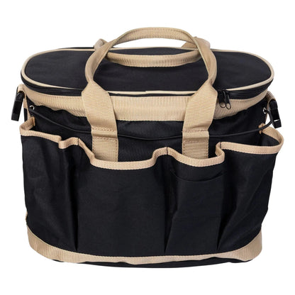 Black and beige cooler bag with multiple compartments