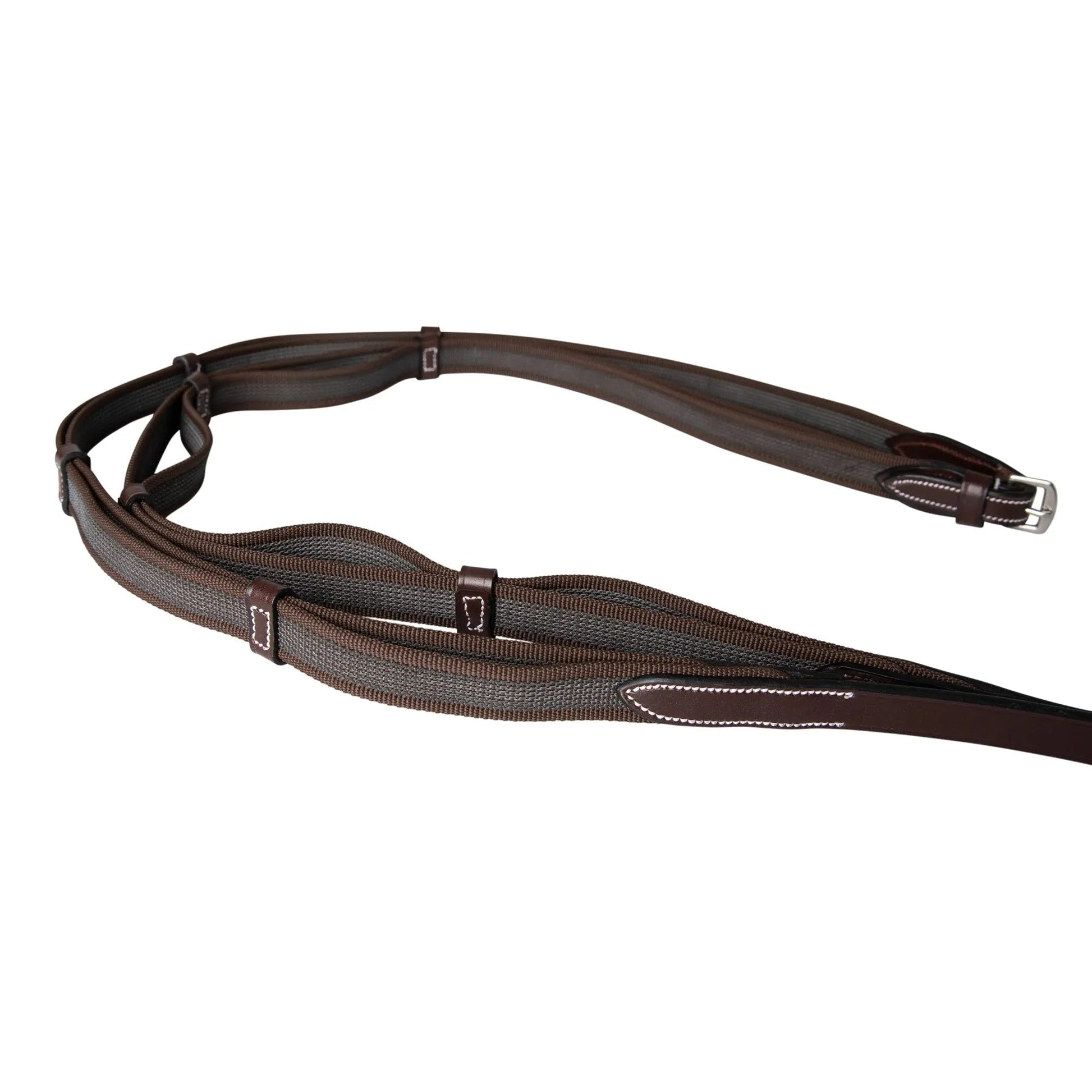 Brown equestrian bridle on a white background