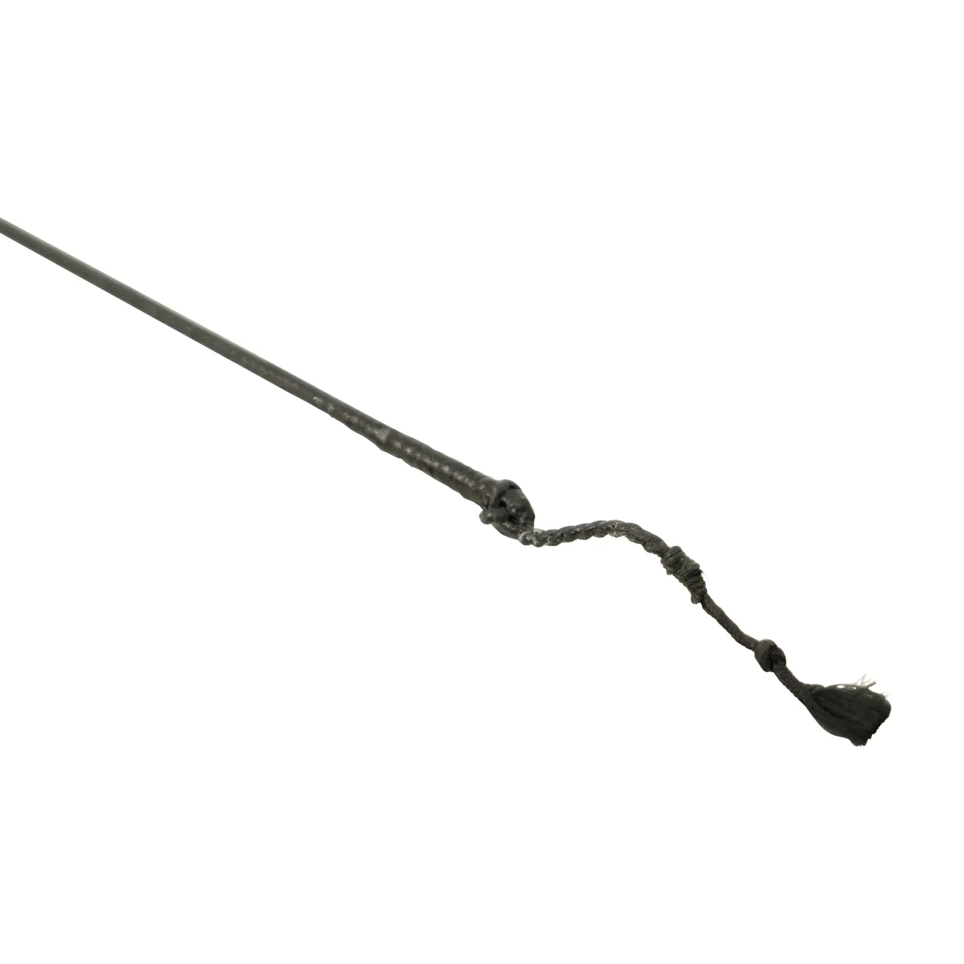 Black metal rod with a knot on a white background