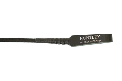 Black leather strap with 'Huntley Made in England' label on a white background
