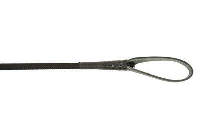 Black leather belt with a metal buckle on a white background
