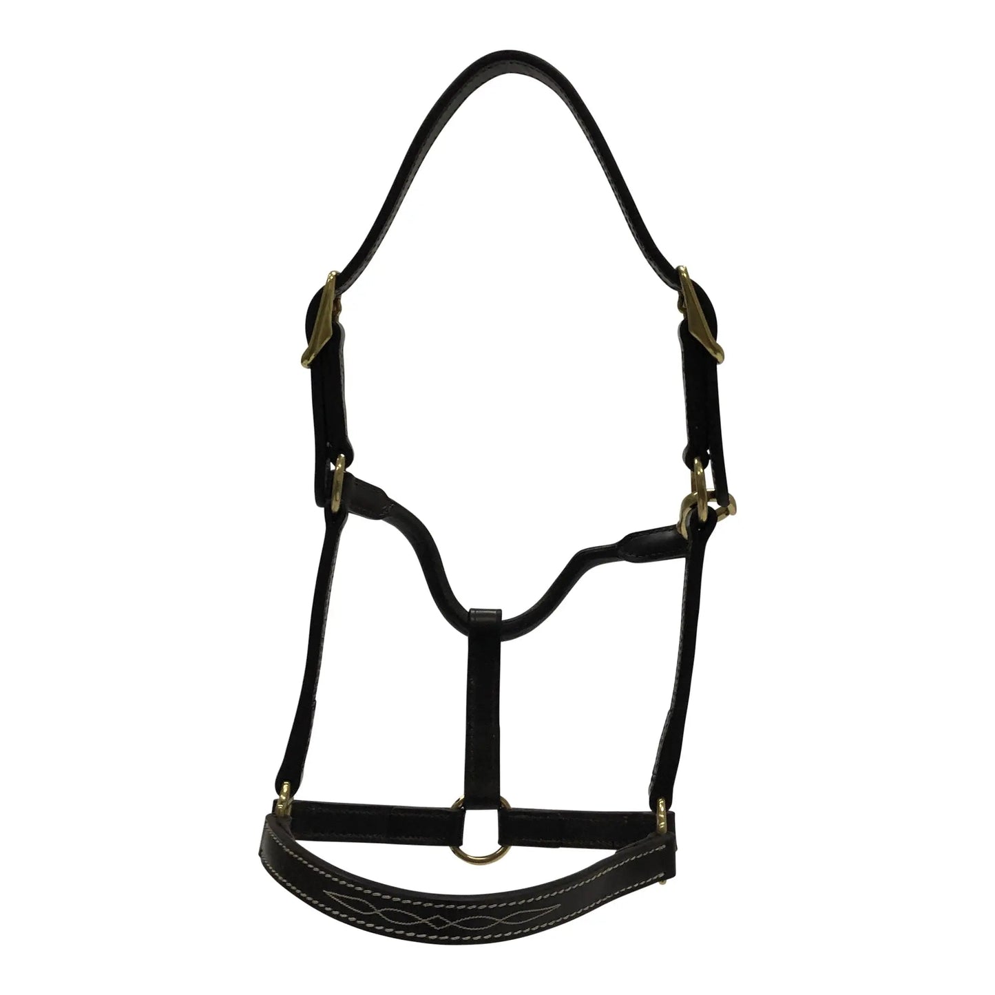 Black leather horse halter on a white background