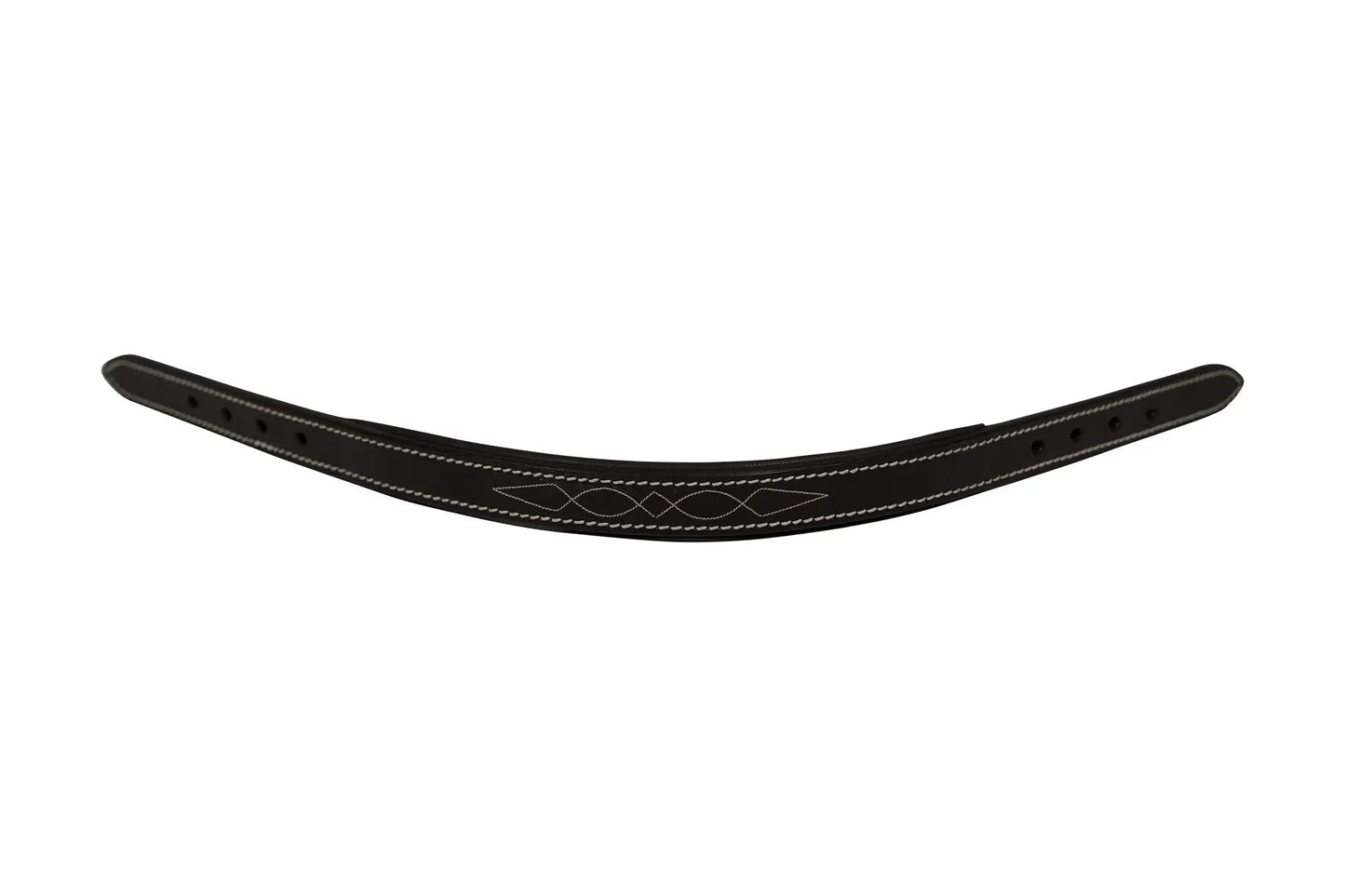 Black leather belt with stitching on a white background