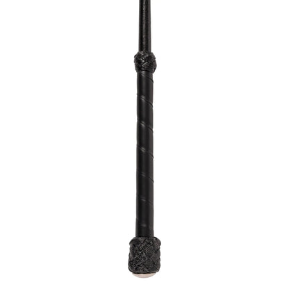 Black textured rod with decorative ends on a white background
