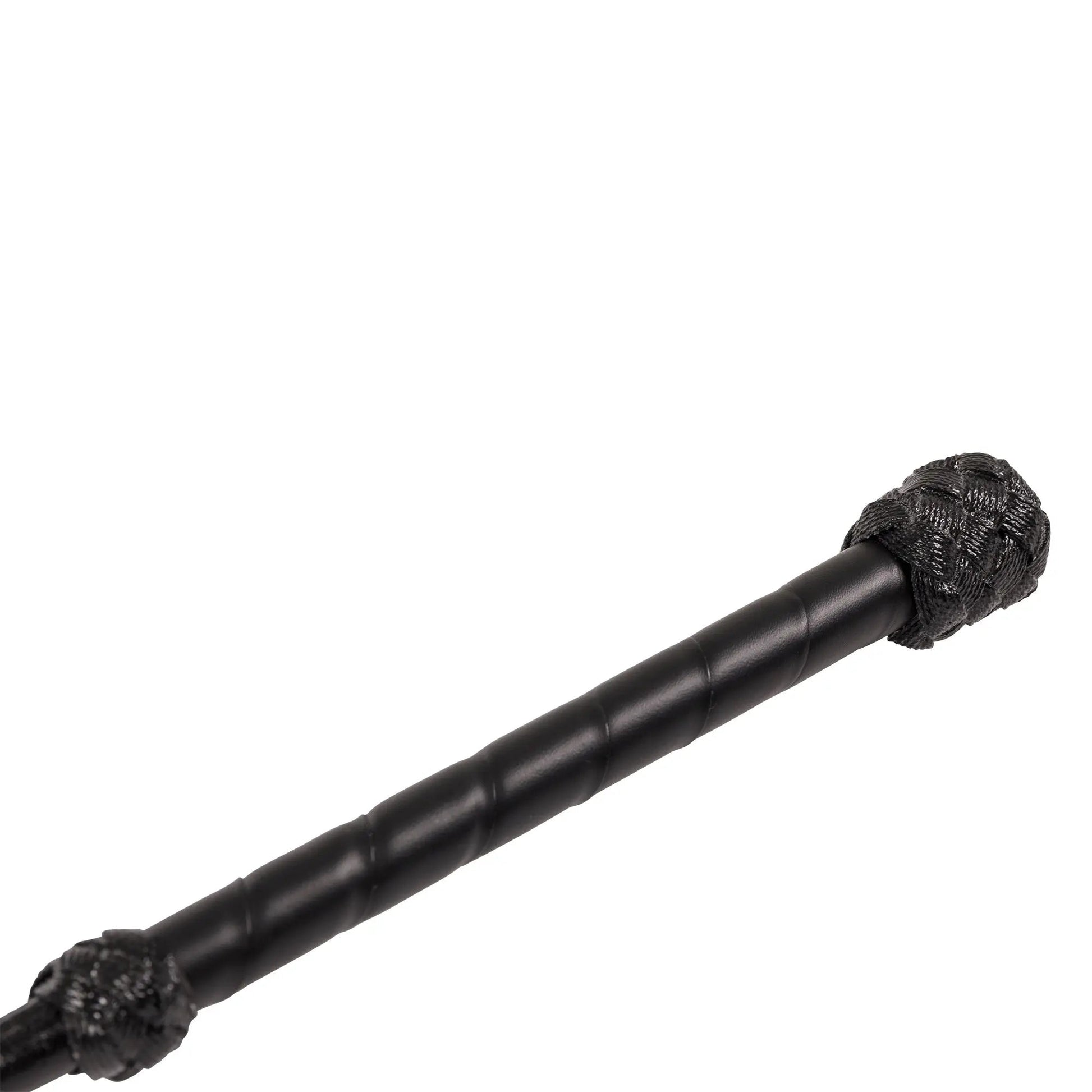 Black metal rod with textured ends on a white background