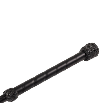 Black metal rod with textured ends on a white background