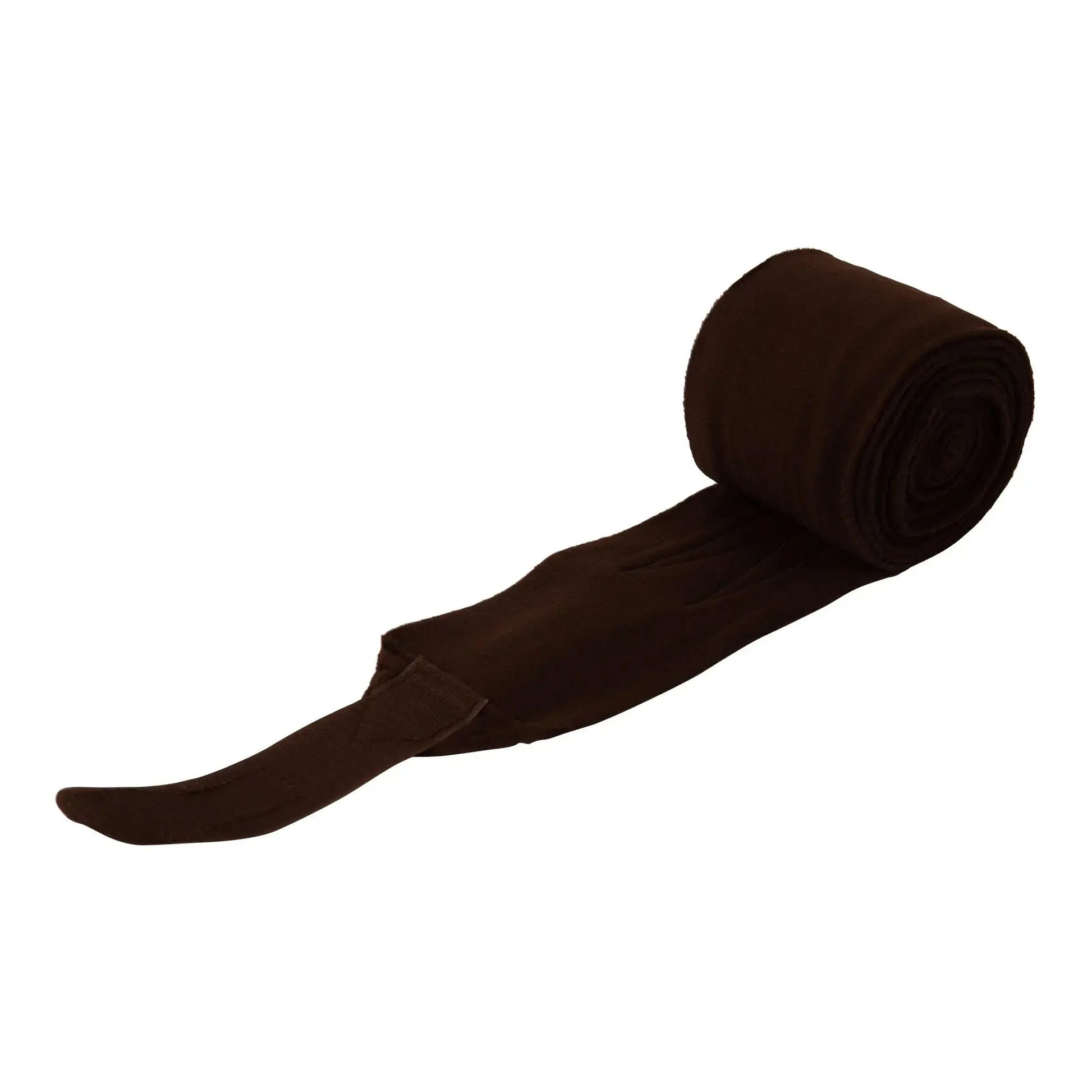 Brown tie rolled up on a white background