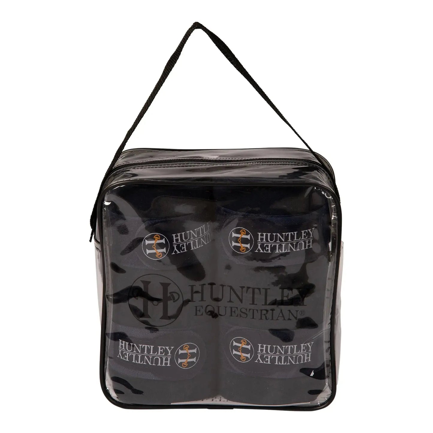 Black equestrian bag with 'Huntley Equestrian' branding on a white background