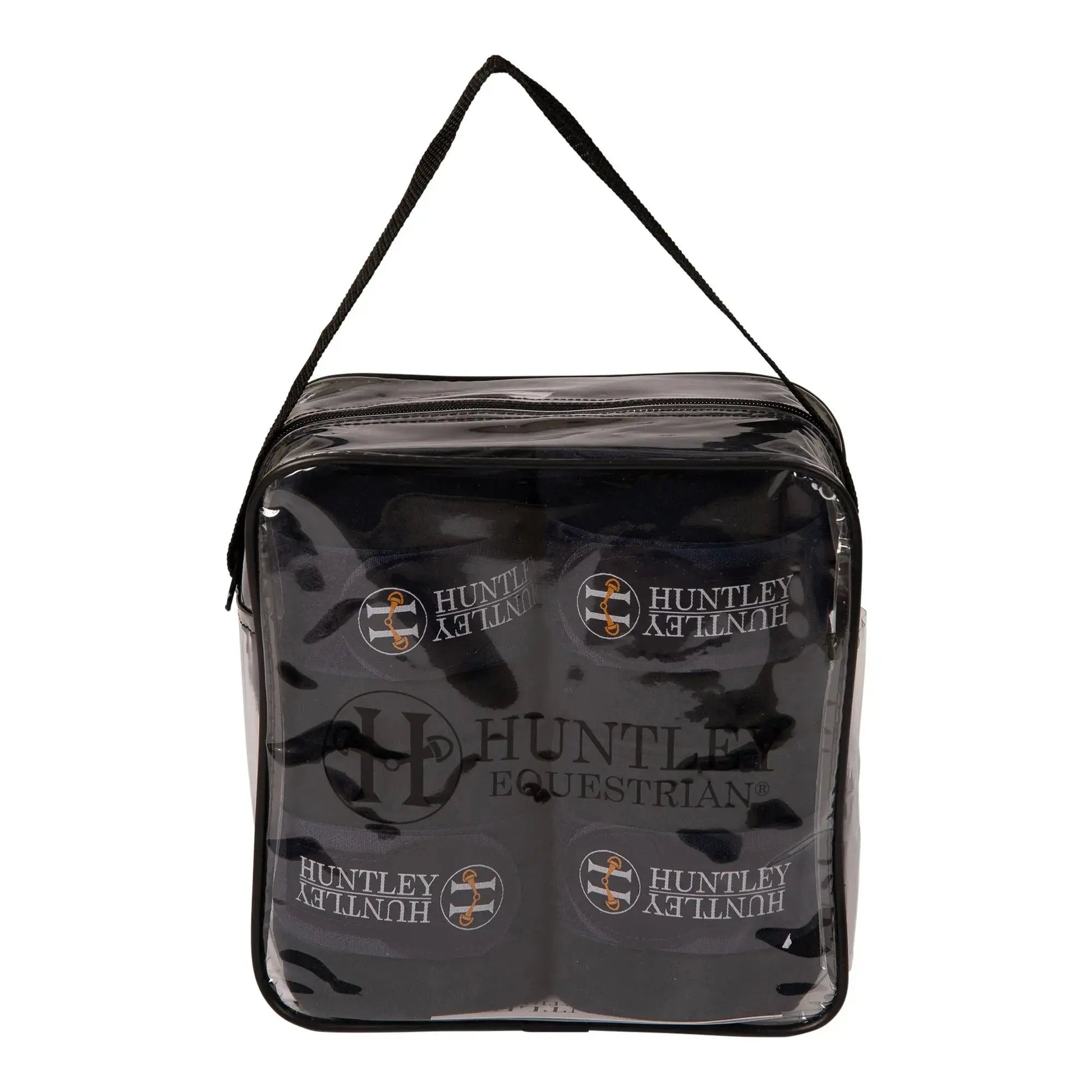 Black equestrian bag with 'Huntley Equestrian' branding on a white background