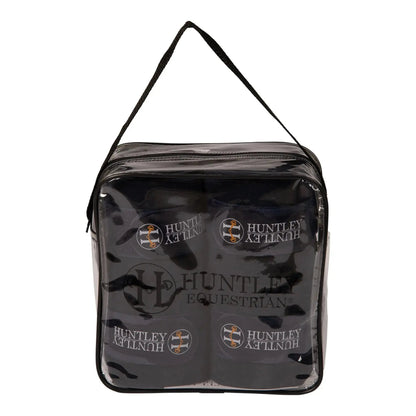 Black equestrian bag with 'Huntley Equestrian' branding on a white background