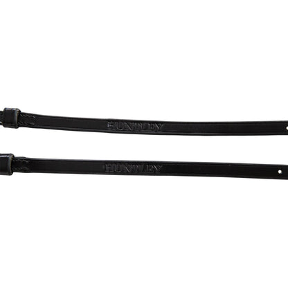 Two black leather straps with 'HUNTER' branding on a white background