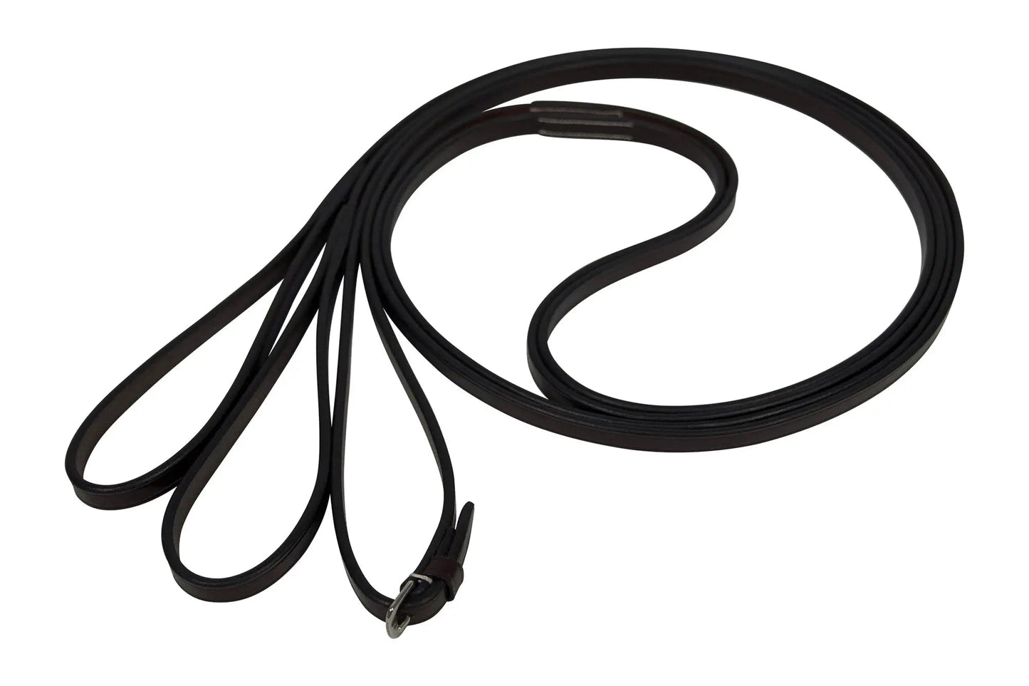 Black leather dog leash on a white background