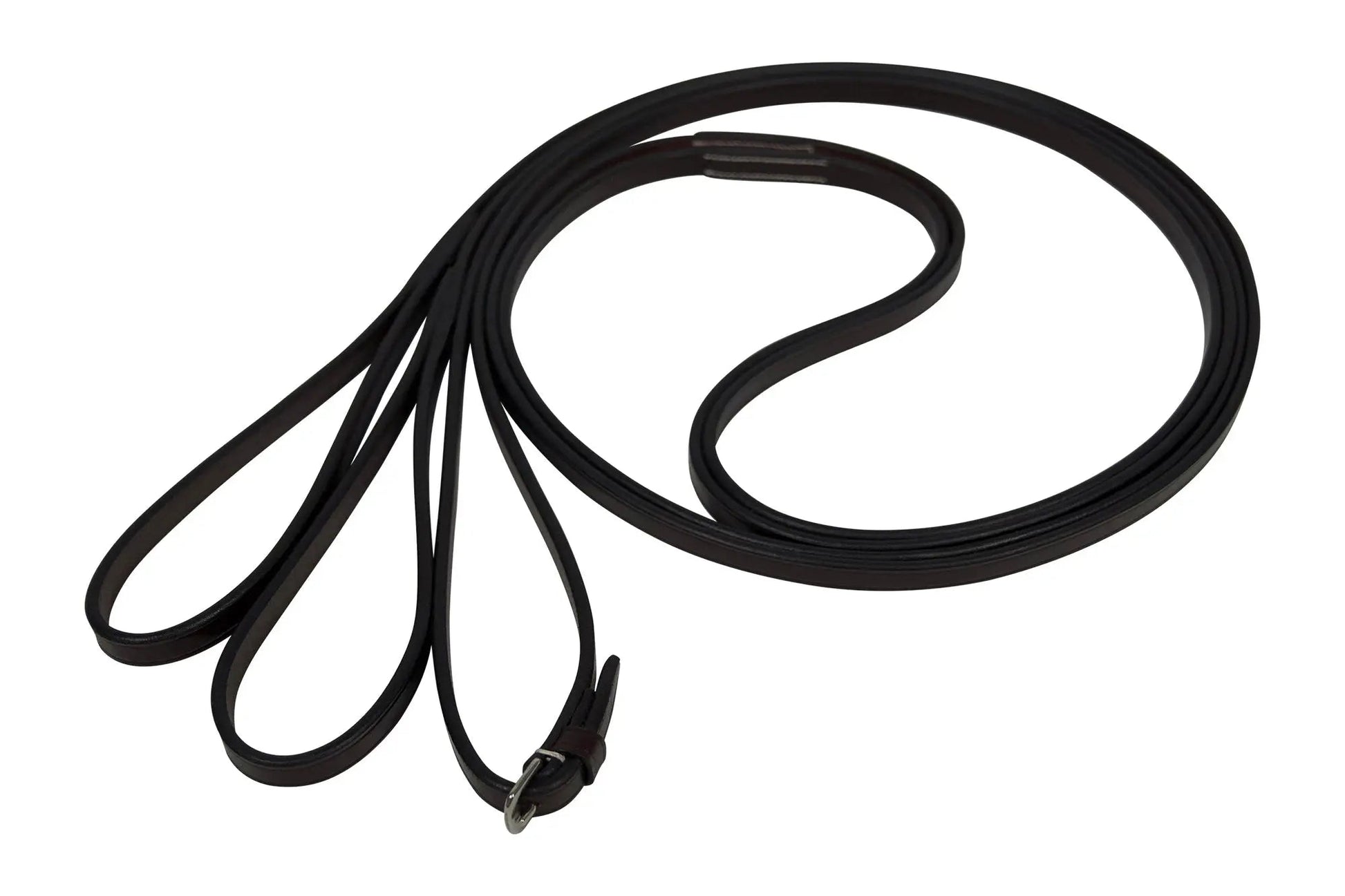 Black leather dog leash on a white background