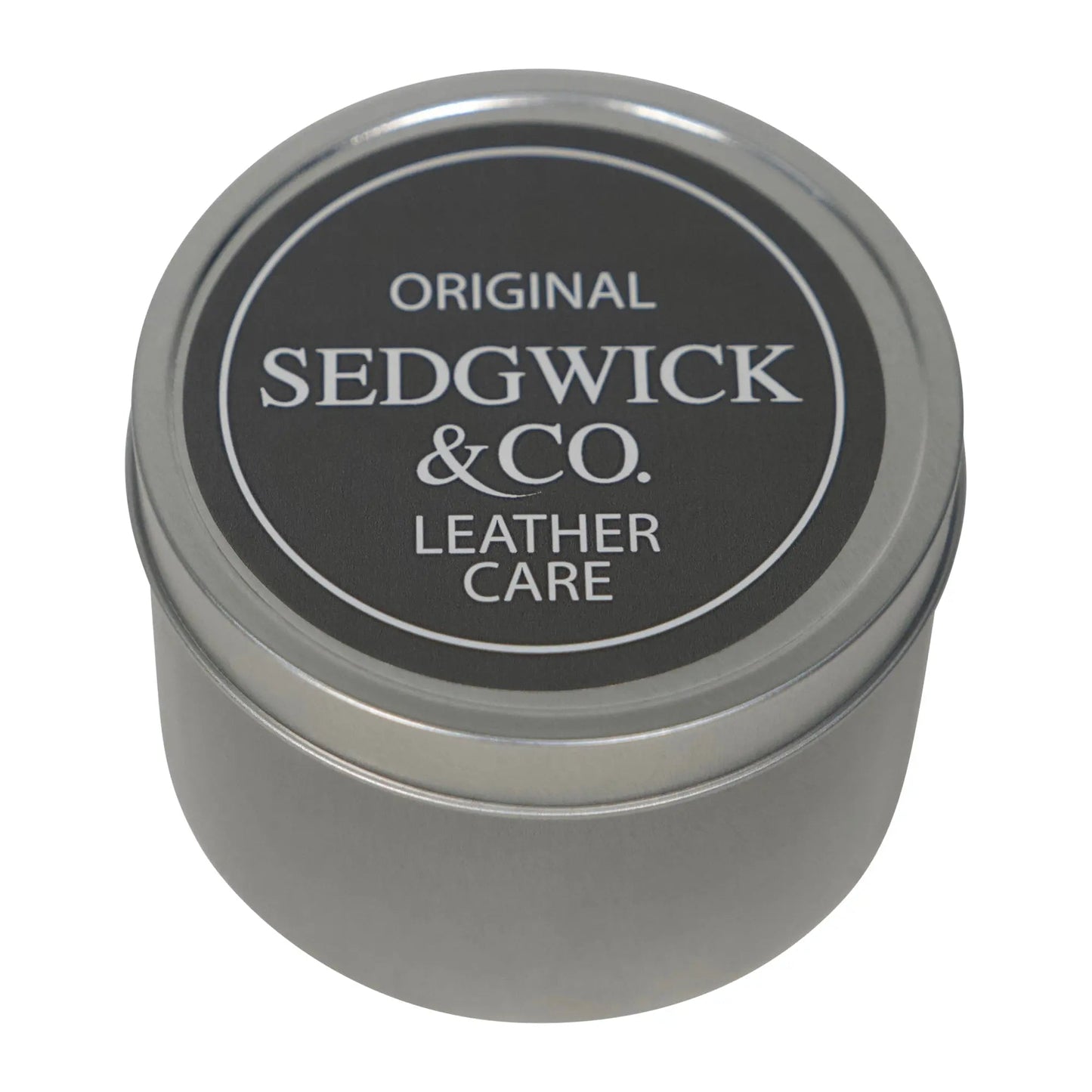 Sedgwick & Co leather care product container on a white background