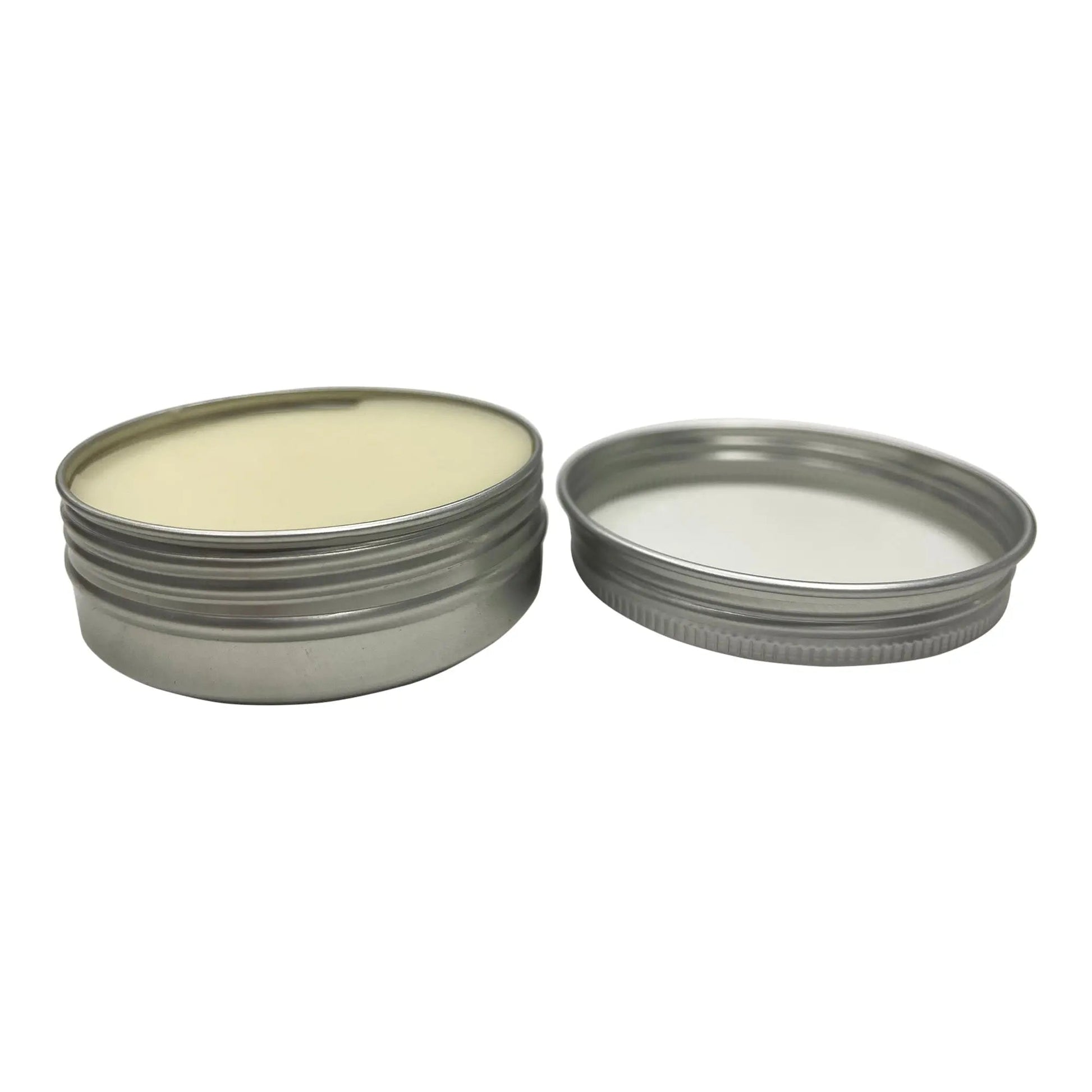 Two metal containers with lids on a white background