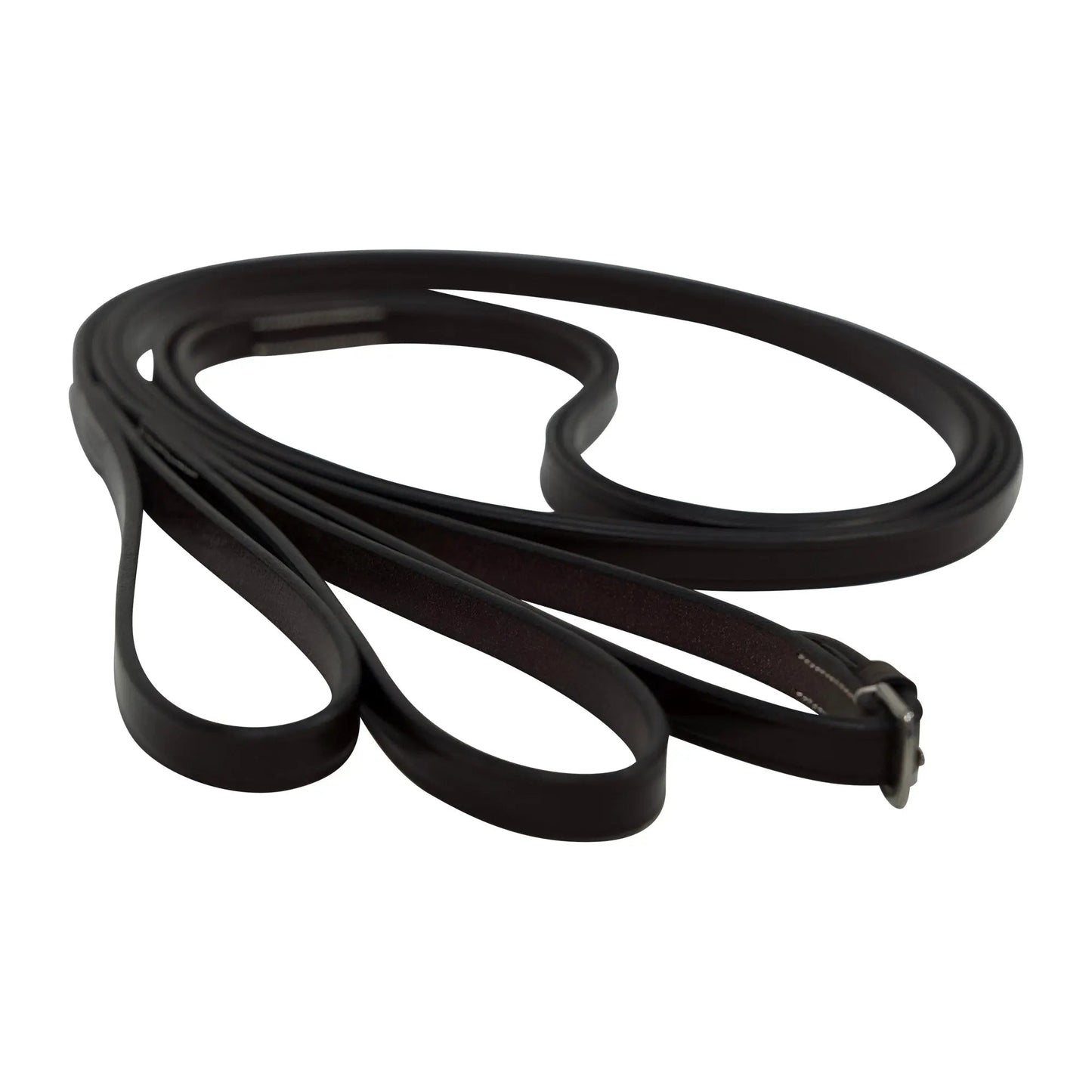 Black leather dog leash on a white background