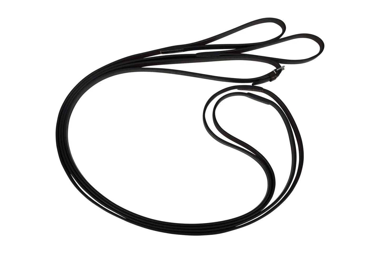 Black leather dog leash on a white background