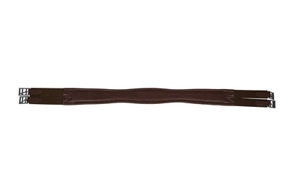 Brown leather girth strap on a white background