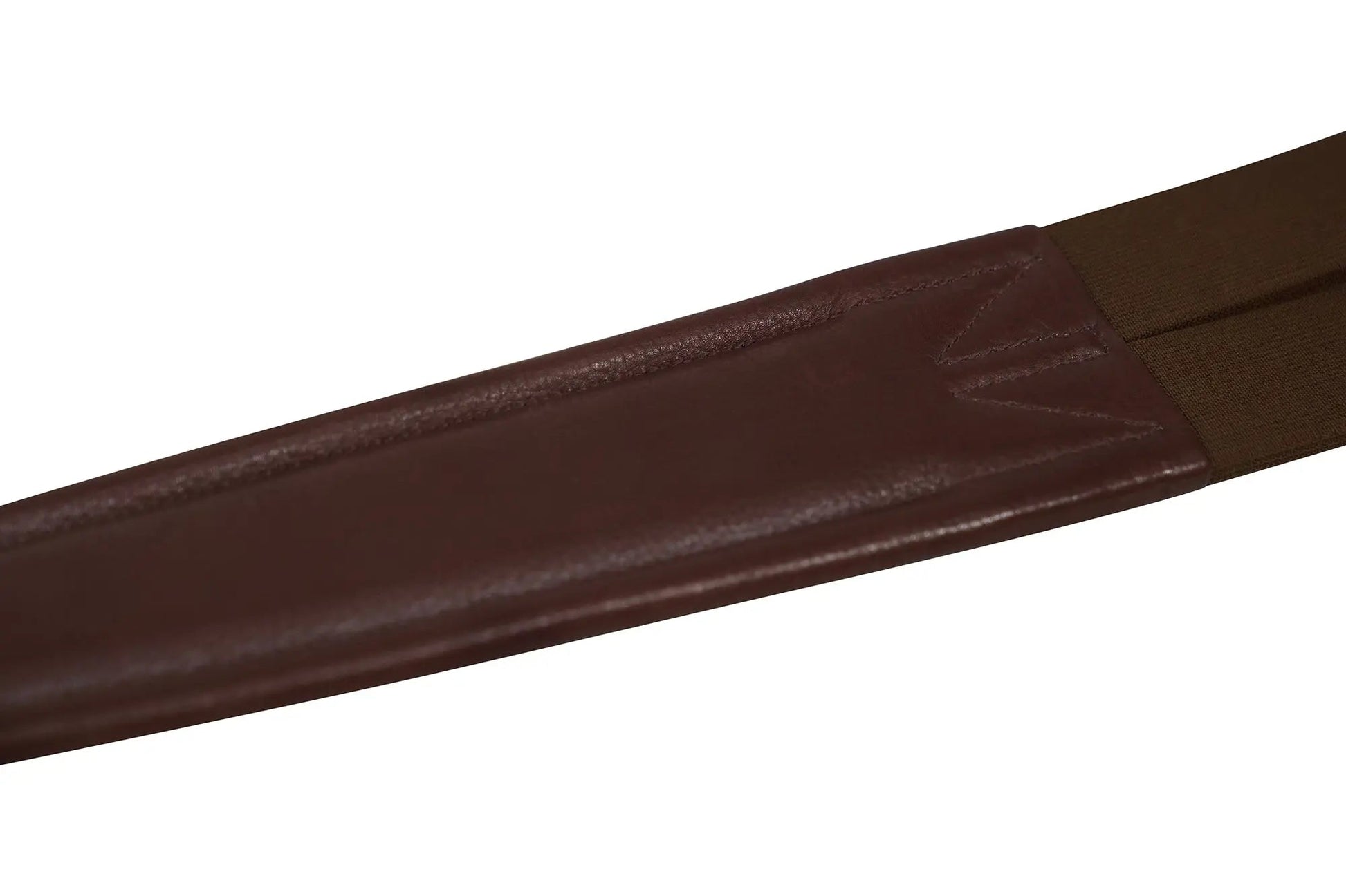 Brown leather belt with a buckle on a white background