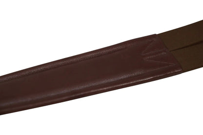 Brown leather belt with a buckle on a white background
