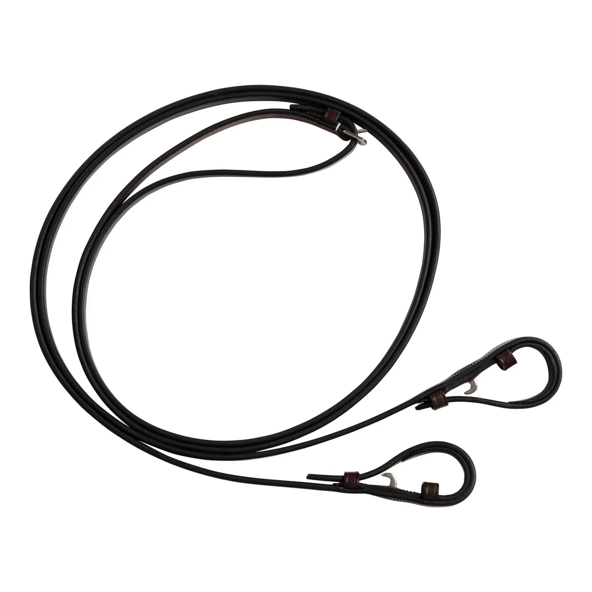 Black metal cable with clamps on a white background