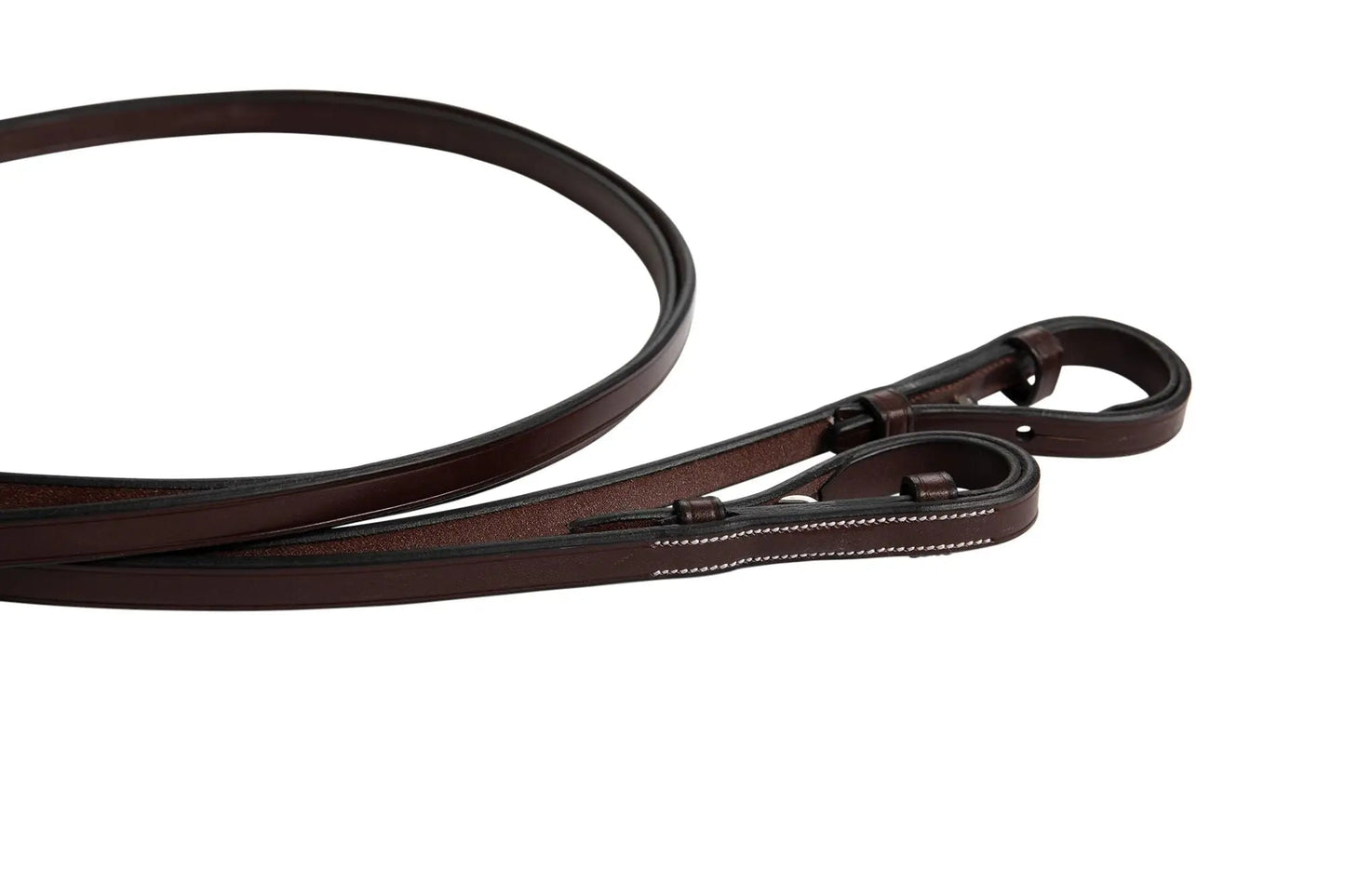 Brown leather rein on a white background