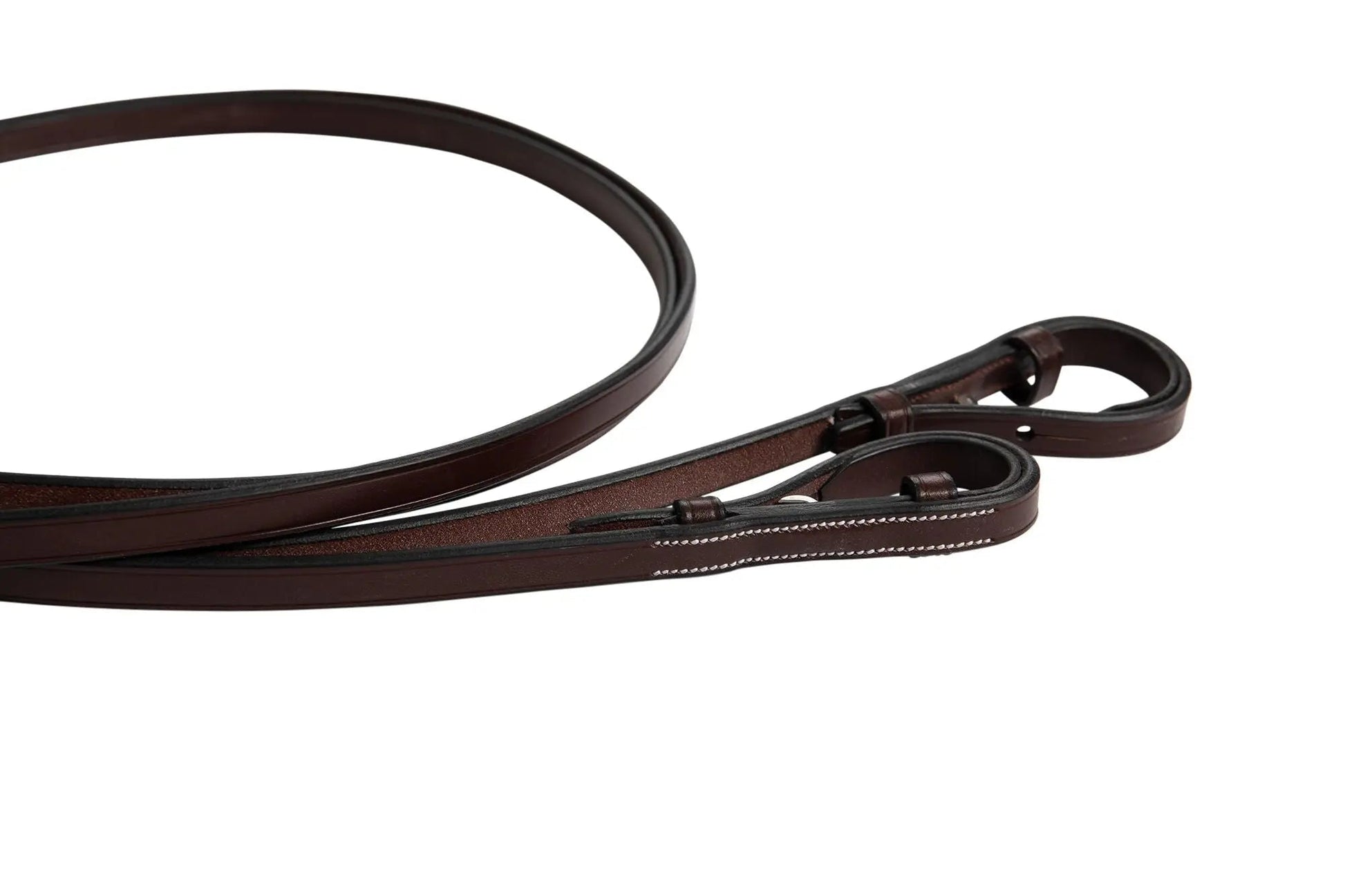 Brown leather rein on a white background