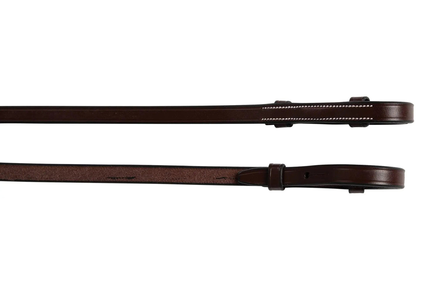 Two brown leather belts on a white background