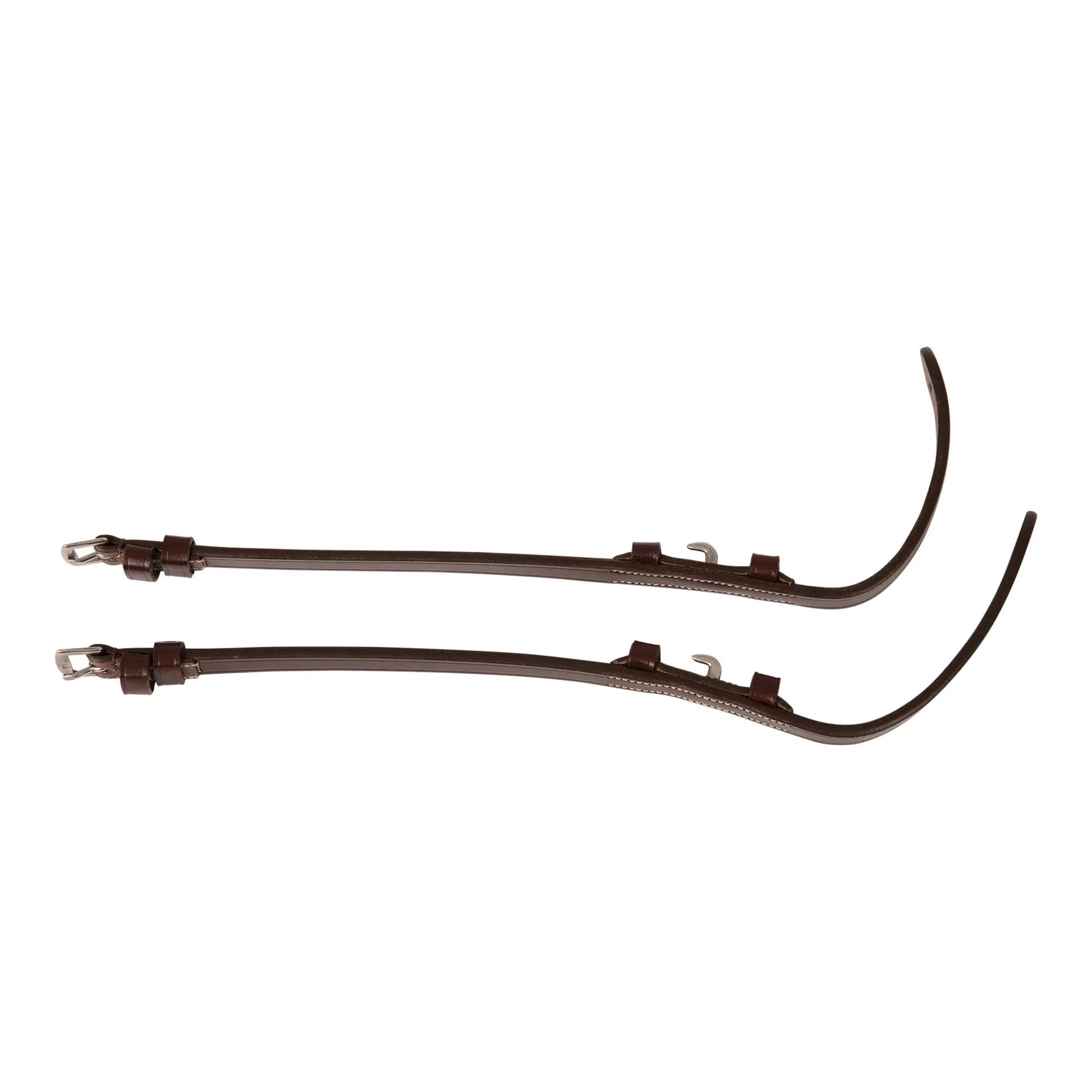 Two brown leather straps on a white background
