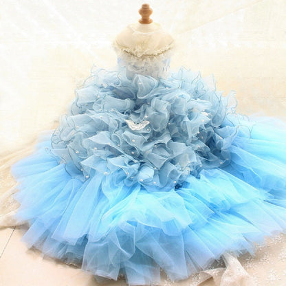 Light blue tutu dress on a mannequin against a neutral background